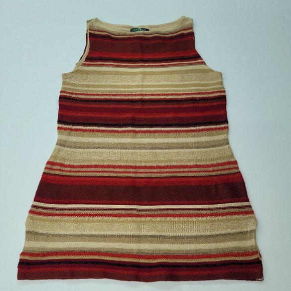 Lauren Ralph Lauren‎ Sleeveless Sweater Tank Womens Size PM Linen Striped NWT - Picture 1 of 10